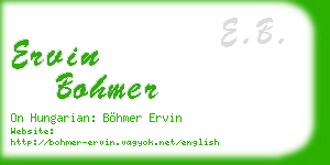ervin bohmer business card